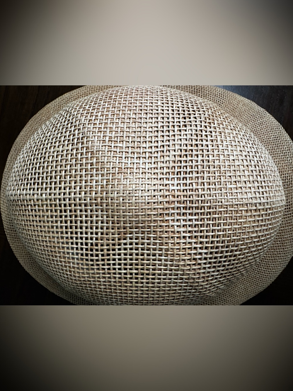 Brookstone Adjustable Safari Hat Pith Helmet Straw Sun Woven Mesh Made in USA - Picture 8 of 11